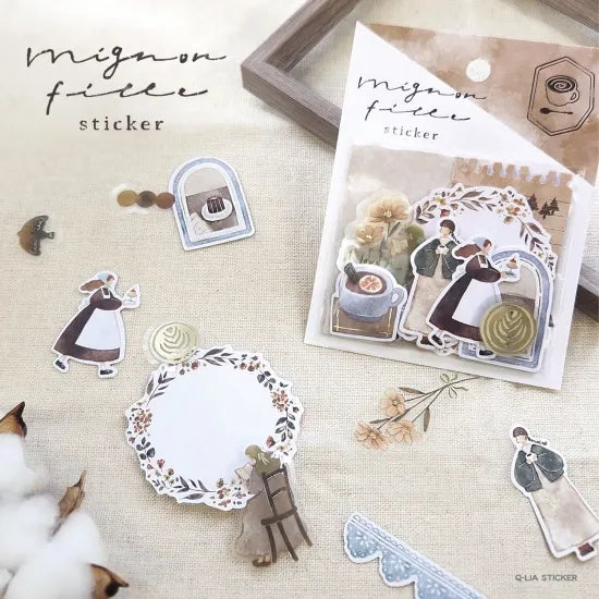 Qlia Mignon Fille Vintage Flake Stickers
