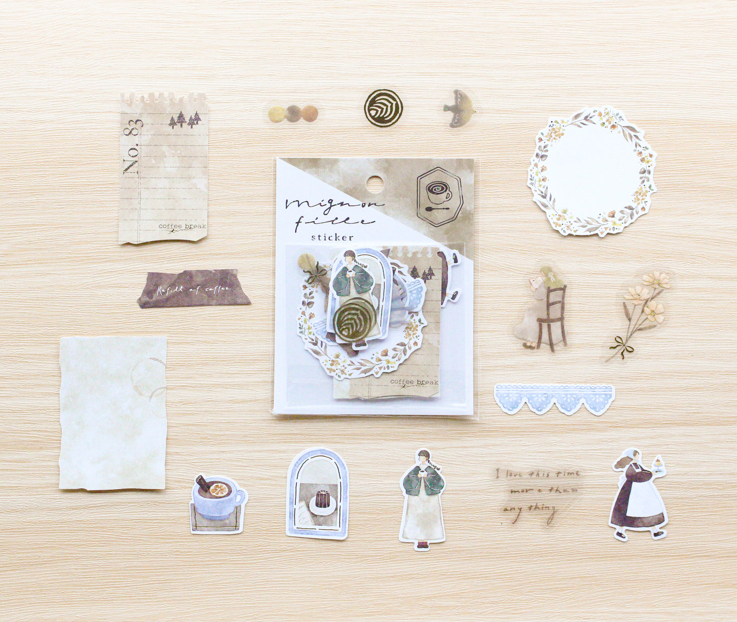 Qlia Mignon Fille Vintage Flake Stickers