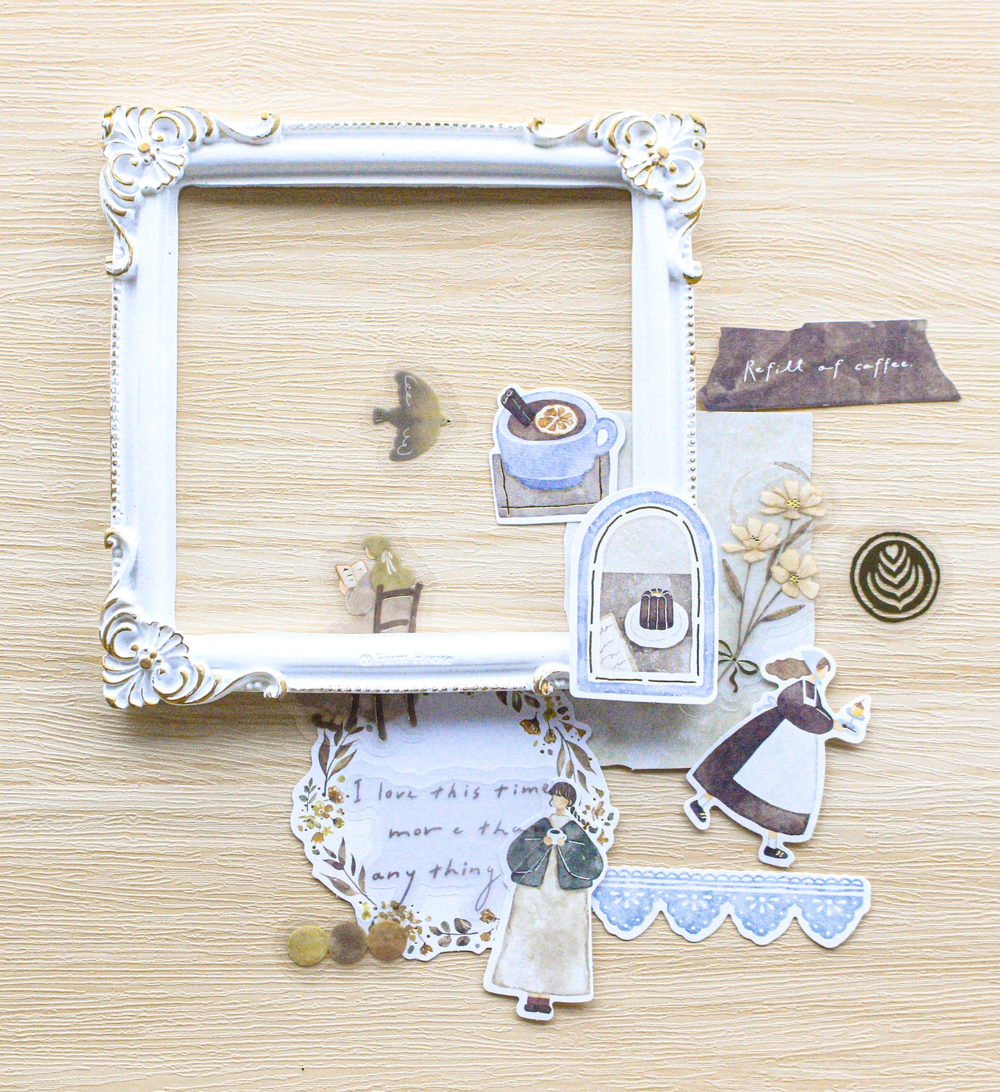 Qlia Mignon Fille Vintage Flake Stickers