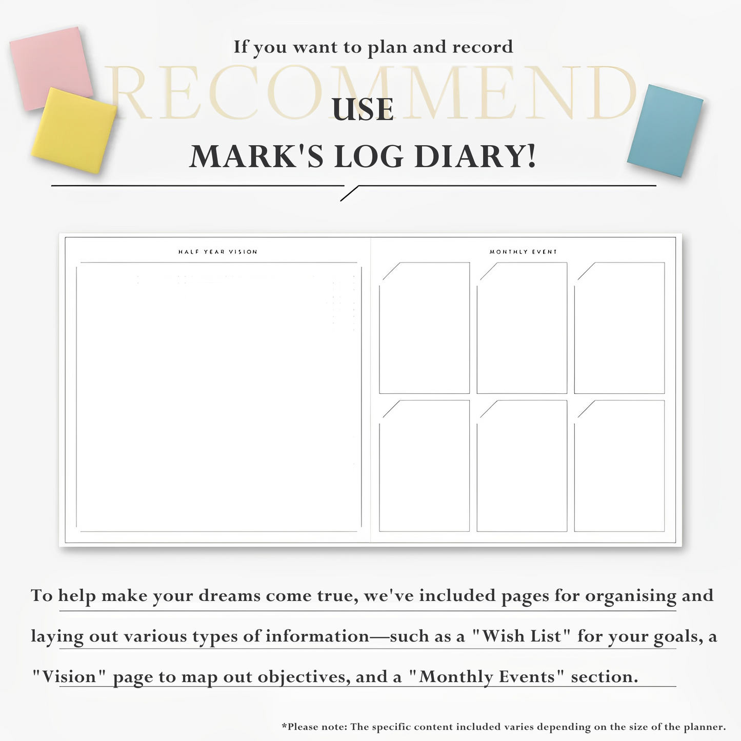 Mark's Inc Square Size Undated Diary