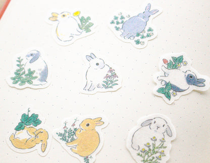 Papier Platz Rabbit and Flower Stickers