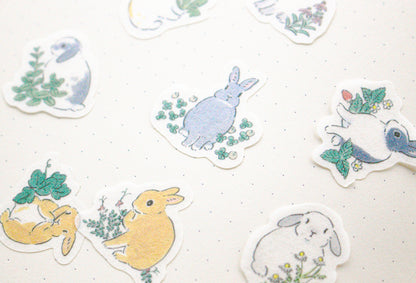 Papier Platz Rabbit and Flower Stickers