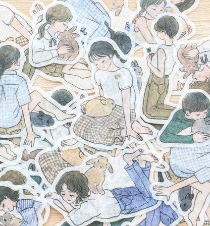 Papier Platz Rabbit and School Girl Stickers
