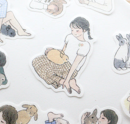 Papier Platz Rabbit and School Girl Stickers