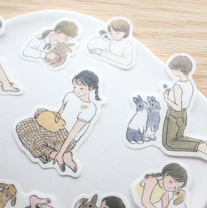 Papier Platz Rabbit and School Girl Stickers