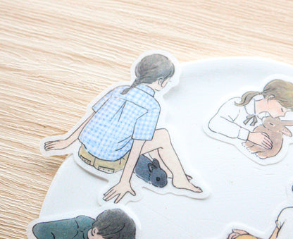 Papier Platz Rabbit and School Girl Stickers