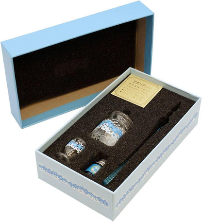 Ryuryu, Aderia Retro Glass Fountain Pen Set - Blue